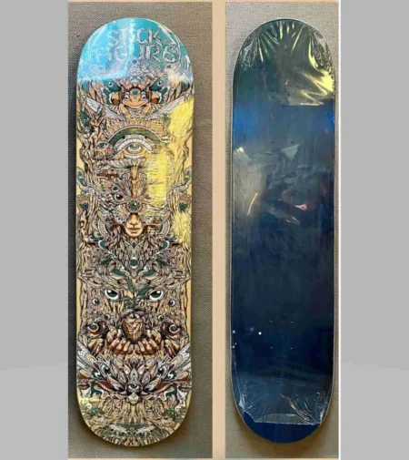 Stick Figure Wonderland Tribal Art Skateboard Deck - Blue Top