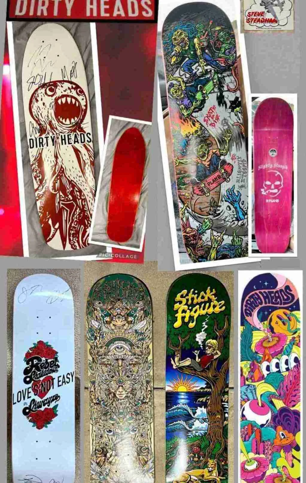 Band Skateboard Decks - Stick Figure, Dirty Heads, Slightly Stoopid, Rebel Shakedown